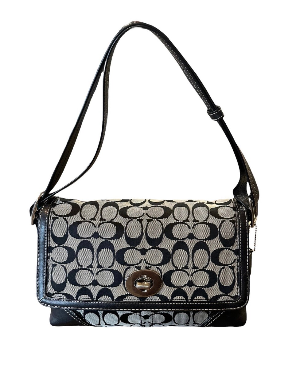 Coach Hampton Signature Purse Shoulder Bag Crossbody Black