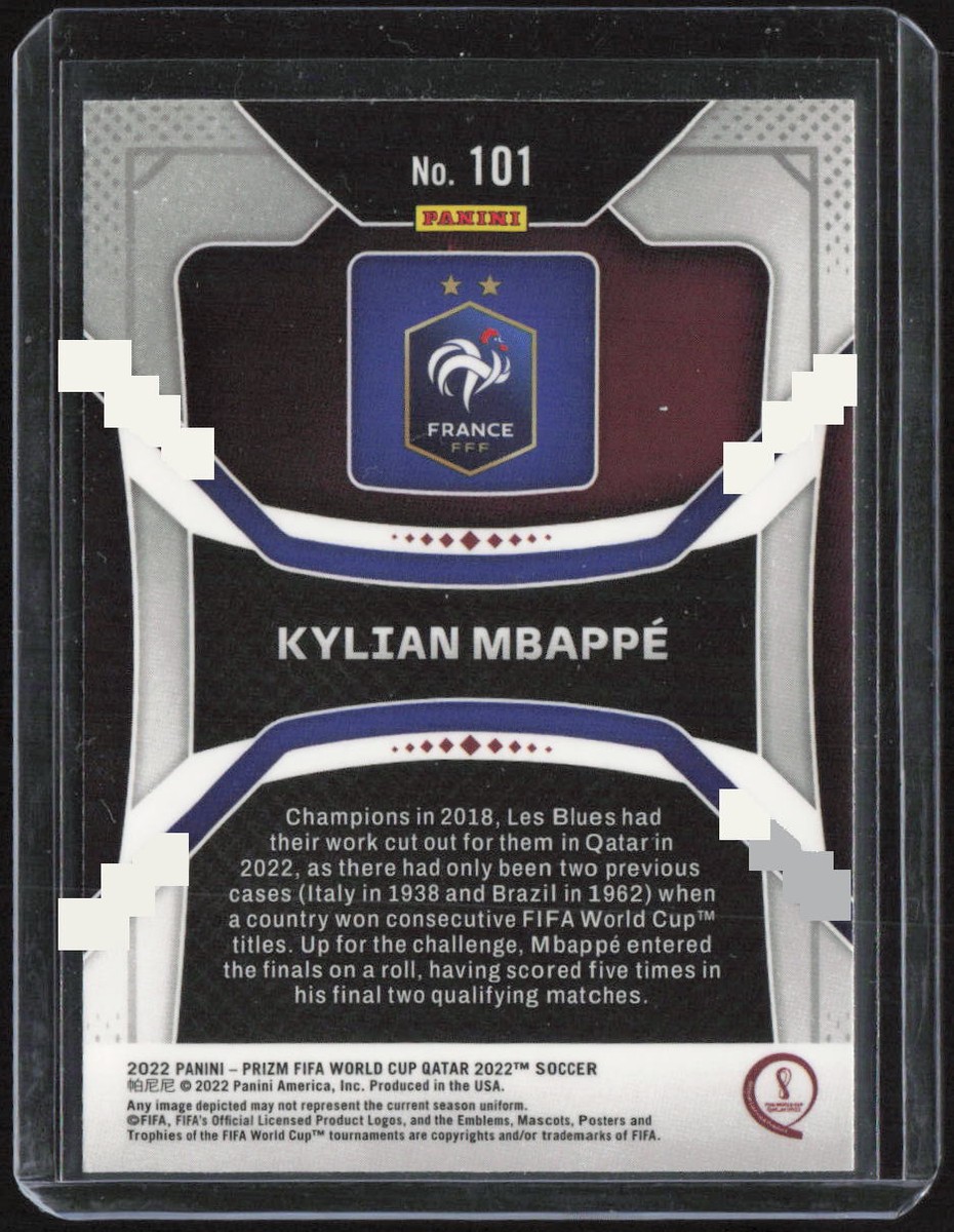 mbappe 2022 panini 299シリ 101 qatar WC 2022 PANINI KYLIAN MBAPPE PRIZM WORLD CUP QATAR #101 PSA 9