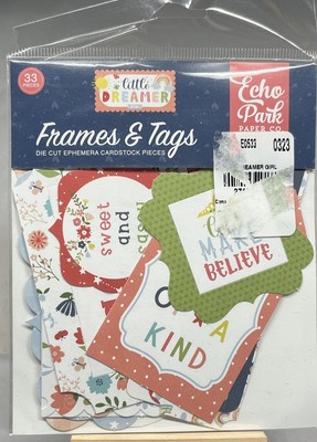 Echo Park Frames & Tags Little Dreamer Girl Die Cuts Ephemera 33 pk