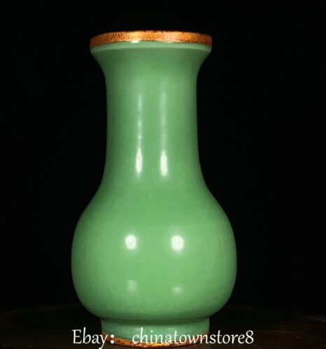 Ancien vase bouteille fleur dynastie dorée porcelaine vente en gros émaillée verte chinoise unique 8
