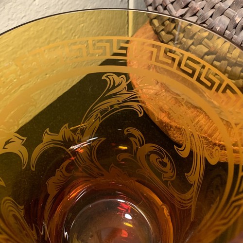 Rosenthal Versace Crystal Arabesque 7" Tapered Amber Floral Vase - Excellent - Picture 4 of 11