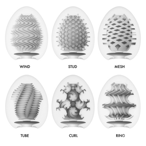 TENGA Egg Wonder 6 Styles Pack - Mesh/Stud/Wind/Tube/Curl/Ring Handjob Stroker - Foto 3 di 5