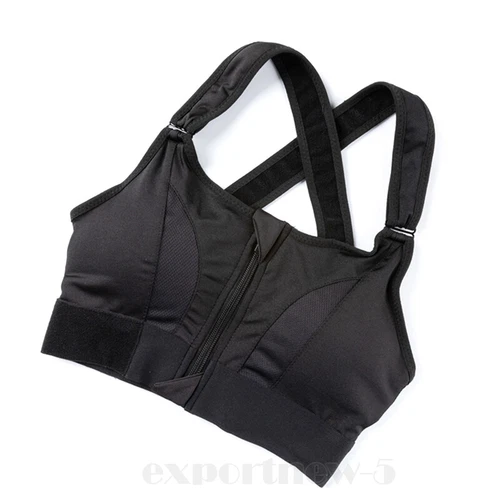 Women Zip Front Sports Bra High Impact Adjustable Full Support Padded Yoga Bra - Picture 20 of 31