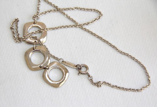 Tiffany & Co Sterling Silver Triple Square Necklace. Iconic Tiffany Triple - Picture 4 of 12