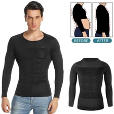 Men Slimming Body Shaper Posture Corrector Vest Abdomen Casual Compression Shirt