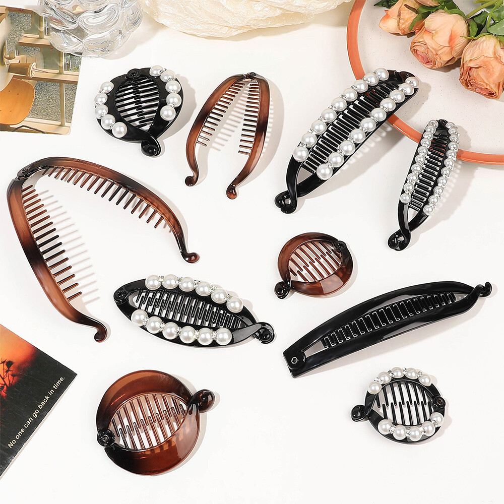 Large Amber Fish Comb Hair Clip DIY Styling Headwear