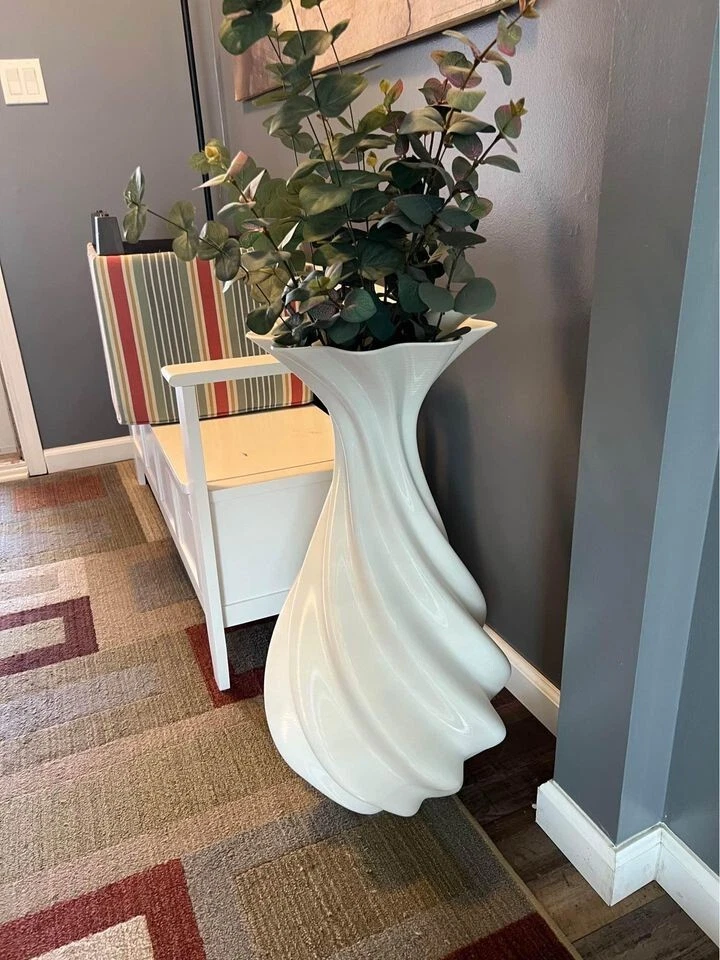 Jarrón de piso alto decorativo grande espiral elegante florero de piso de 28 pulgadas Foto 3 de 4