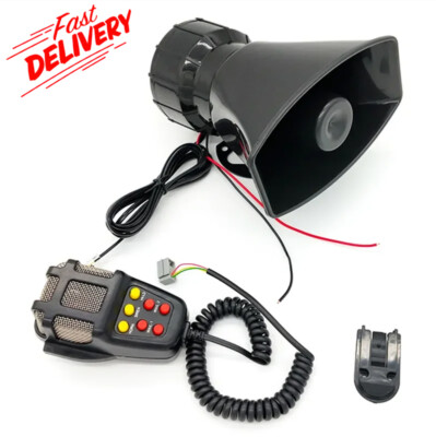 100W 12V 7 Sound Loud Car Alarm Warning Fire Horn Siren PA Speaker MIC System