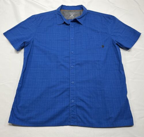 Mountain Hardwear Button Down Shirt Short Sleeve Blue Plaid Men’s Size Large