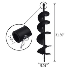 6" Earth Auger Drill Bits for Gas Powered Post Fence Hole Digger Cast Steel New