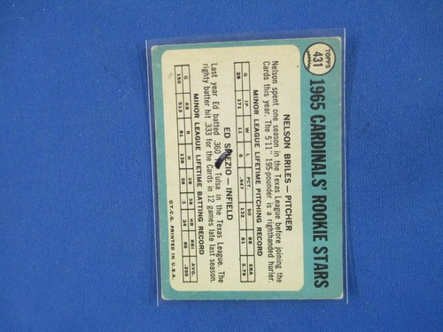 1965 Topps Baseball Hi # 431 Nelson Briles RC VG, VG-EX - Picture 2 of 2