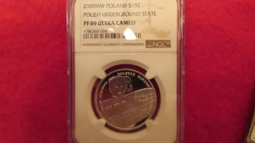 Poland 10 Zlotych, 2009, Polish Underground State and Home Army, NGC PF 69