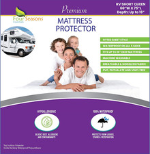 RV Short Queen Waterproof Mattress Protector 60" Wx75 L - Fitted Sheet Style -
