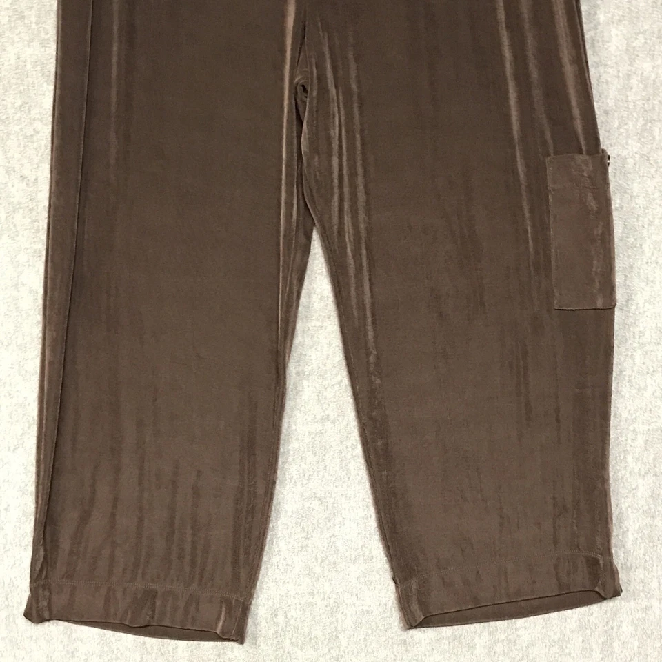 Брюки женские George большие 12 коричневые гладкие эластичные на талии карго карман без застежек - Изображение 3 из 4