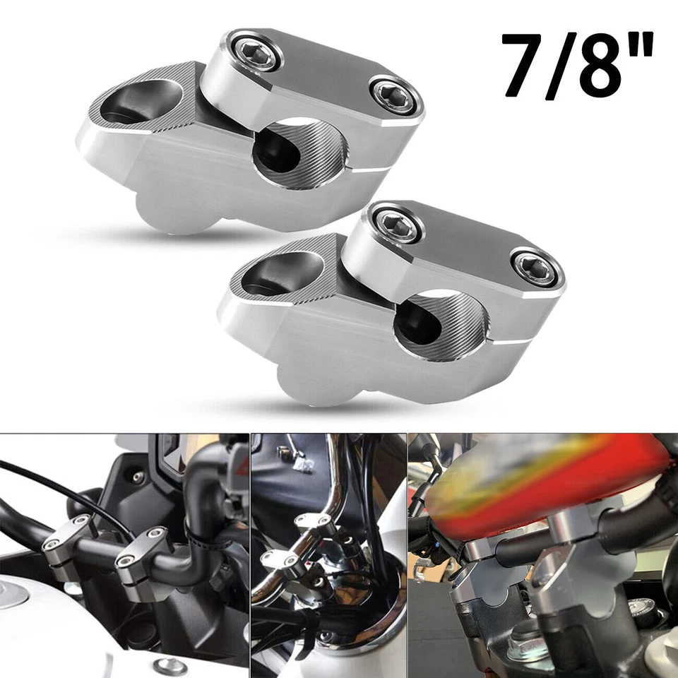 7/8" Handle Bar Clamps Extend Motorcycle General 22mm Handlebar Riser Back Mount Foto 3 de 4
