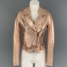 Iro Size Xs Gold Leather Metallic Biker Jacket