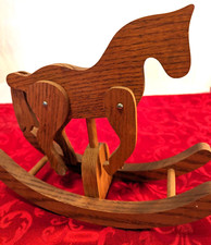 Vintage - Meticulously Carved - Hand Made Wooden Rocking Horse - 9H x 11L x 4W