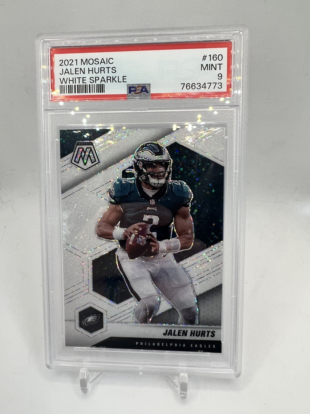 2021 Panini Mosaic Jalen Hurts White Sparkle SP #160 PSA 9 Eagles Prizm