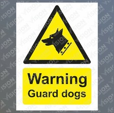 Warning Guard dog Sign Sticker Rigid Plastic Metal Security Patrol Danger Beware