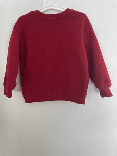Cat & Jack Toddler Boys Girls Merry Applique Christmas Fleece Sweatshirt Red 4T - Picture 6 of 6