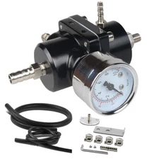 Aluminum Universal Adjustable Fuel Pressure Regulator + Gauge+ Fitting Kit Hose