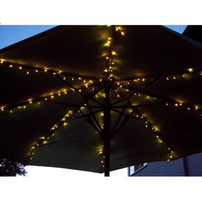 LED Sonnenschirm Lichterkette 160er warmweiß Kabel schwarz außen FHS 23874
