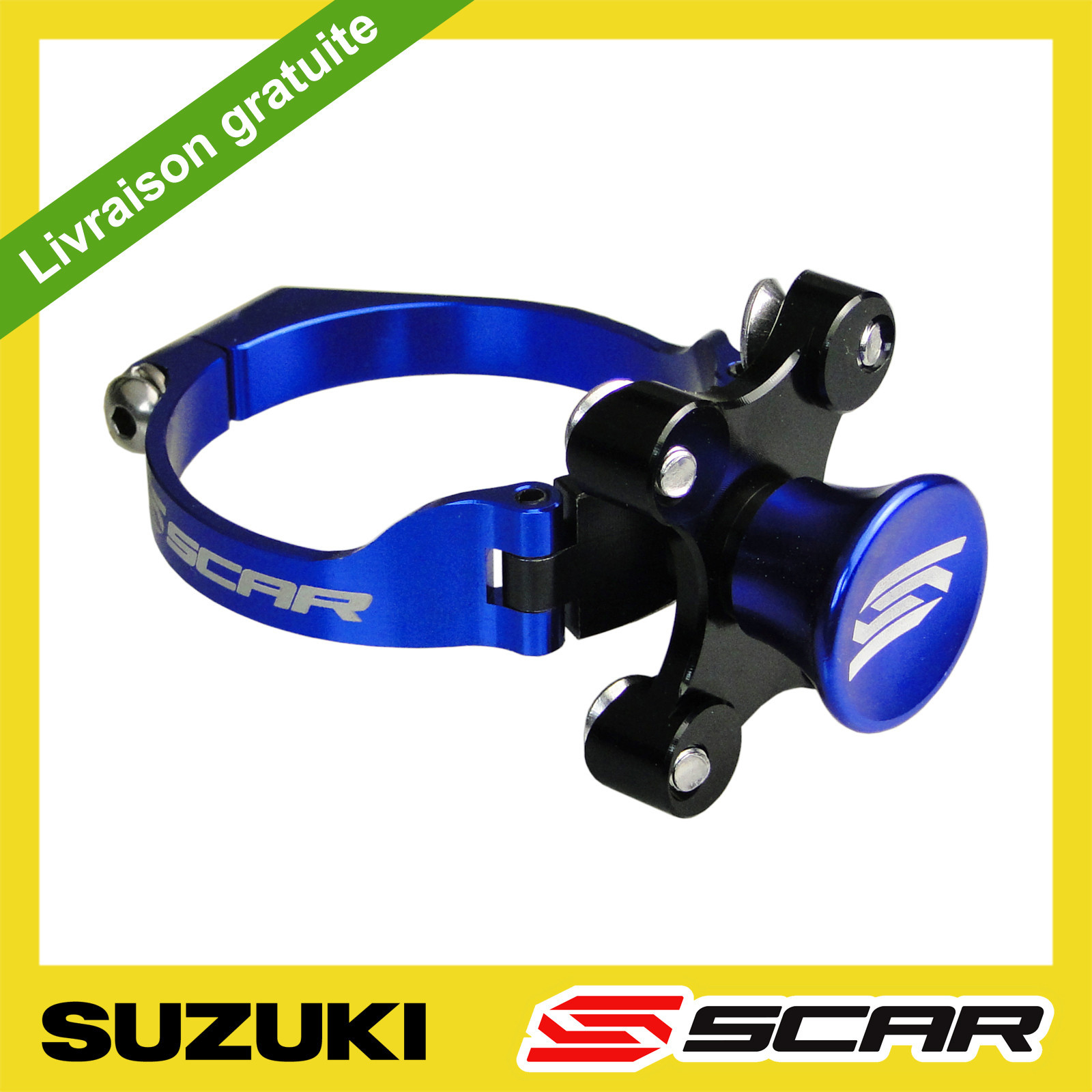 Kit départ holeshot bleu SCAR bloque fourche pour moto Suzuki RM et RMZ