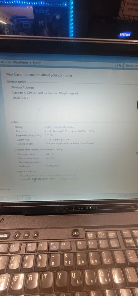 IBM Thinkpad T43 • Win7 • 2GB RAM • 75GB HDD • 1,8GHz • Guter Zustand • Retrogaming - Bild 2 von 4