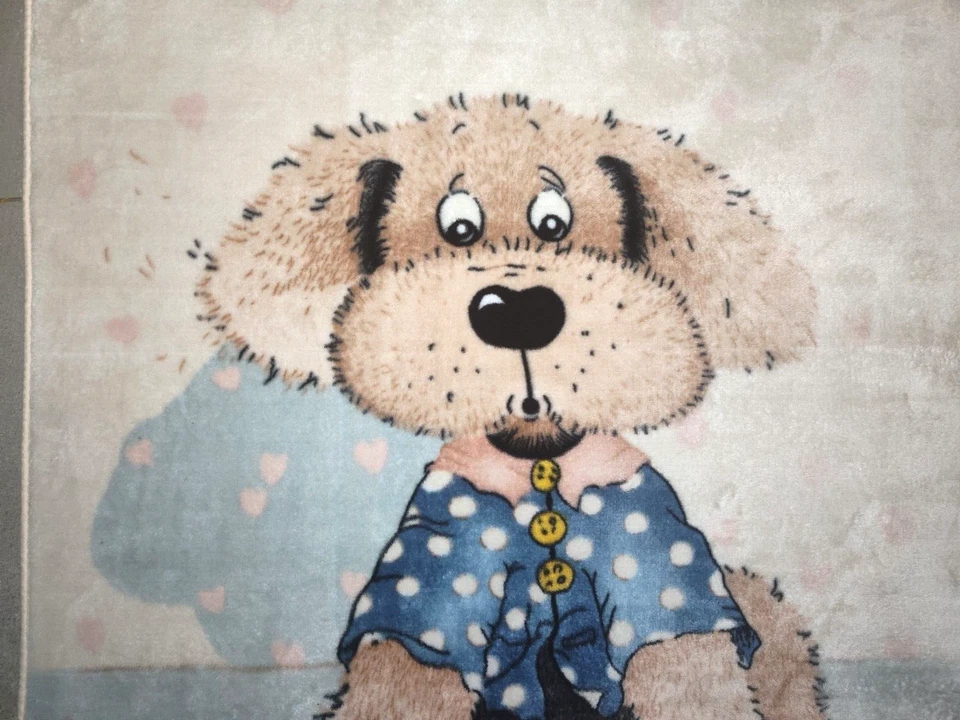 Manta de Colección Cachorro Perro Falta Botón Felpa Gruesa Beige Corazones 40x60 Foto 2 de 3