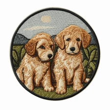 Golden Doodle Dog Patch Face Cut out Iron on/Sew on Applique For Clothes