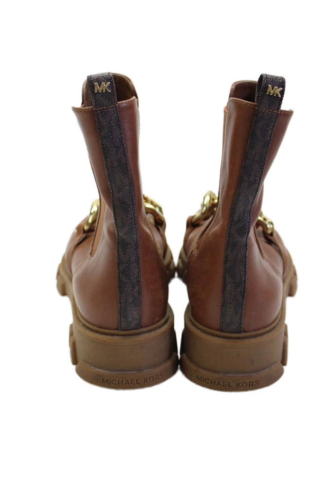 Michael Michael Kors Womens Leather Chain Detail Slip On Boots Brown Size 9.5 - Image 3 of 4