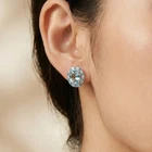 Gleaming Crystal Blue Aquamarine 6.50Ct 925 Sterling Silver White Gold Earrings