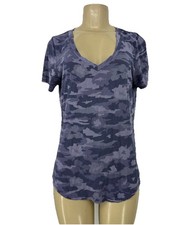 Athleta Small Women Breezy V-neck tee Camp Print Modal Blend Short Sleeve 31-18
