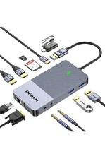 QGeeM 11 in 1 Mini USB Dock, USB 3.0 Docking Station, Triple Display Purple Colo
