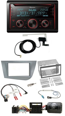 Pioneer 2DIN Lenkrad DAB USB CD Bluetooth Autoradio für Seat Leon 2005-2012 silb