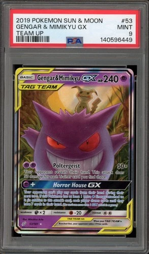 Pokemon Gengar & Mimikyu GX Team Up Holo Ultra Rare #53 PSA 9 Mint