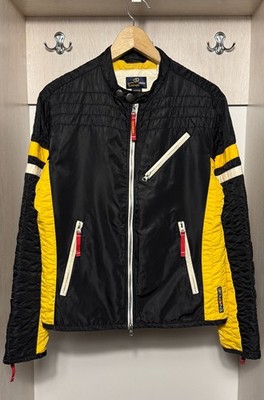 Energie by Sixty S.p.a. black&yellow vintage moto jacket for women's size M y2k