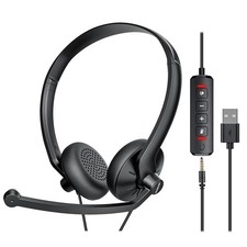 USB Headset with Microphone for PC Laptop - Wired Computer Headphones with No...