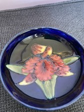 WALTER  MOORCROFT  SMALL  BOWL COBALT BLUE  RED IRIS  1950-1959  4.5" DIA  VGC