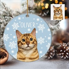    Custom Bengal Cat Ornament with Photo  Unique Christmas Gift 2025