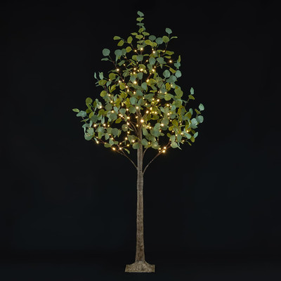 6FT Lighted Eucalyptus Tree with 270L Warm White LEDs for Home & Party Decor