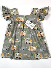 NWT PETE  LUCY Girl Safari Dress Size 12-18M Animal Print Flutter Sleeve NEW