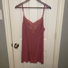 Victoria's Secret Chemise Nightgown Large Lace Trim Pink Sleepwear Slip Dress