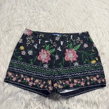 Old Navy Women's 6 Black Floral Twill Chino Shorts Spring Feminine Boho Romantic