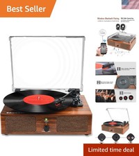 Vinyl Record Player Wireless Turntable with Built-in Speakers and USB Belt-Dr...