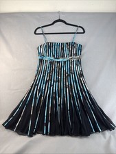Vintage JS Collections Y2K Ribbon Dress Petite 8P Black Blue Mesh Whimsigoth