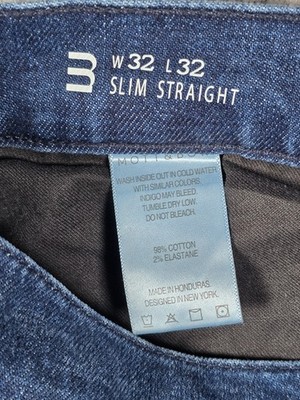 Mott & Bow Mens Blue Jeans Tag 32x32 Slim Fit Straight Leg Dark Wash Stretch EUC