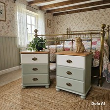 Immaculate Pair of upcycled Pine Bedside Cabinets, cottage, vintage, shabby chic