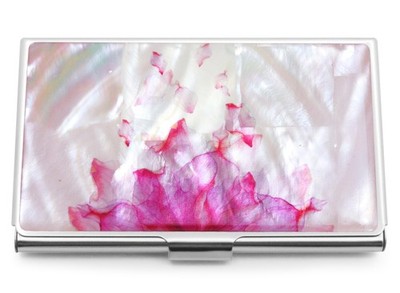 Business Card Case Carrier Holder Wallet (Flower Pink)