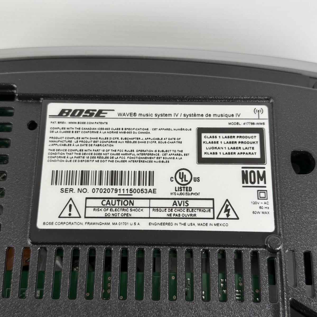 Bose Wave Music System IV CD Player AM/FM Radio Model 417788